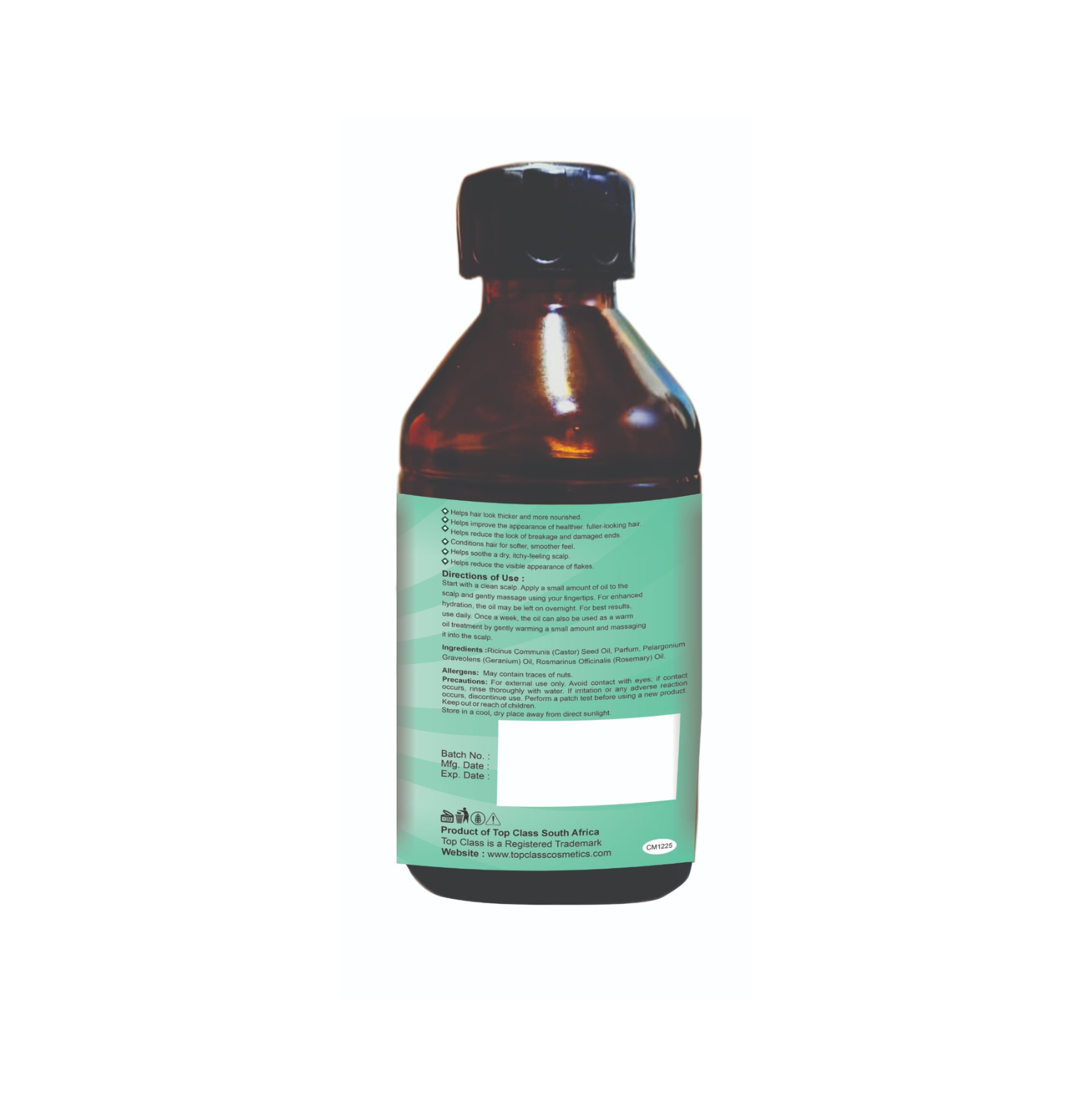 Top Class Jamaican Black Castor Oil Rosemary Glass Bottle 115ml